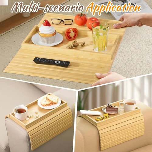 Bamboo sofa arm tray - bamboo, cup